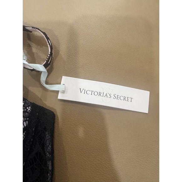 Victorias Secret Lightly Lined Lace Push-Up Bra 32DD Black & Pink Adjustable Str - Picture 3 of 6